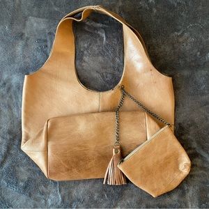 NWOT Genuine Leather Slouchy Tote Bag + Matching Coin Purse
